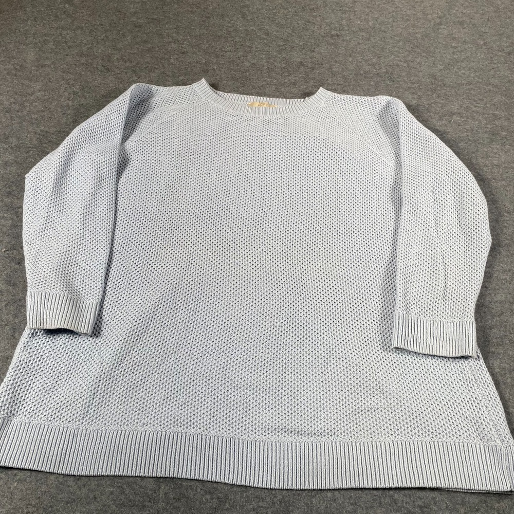Loft Sweater Womens Plus 24 26 Blue 3/4 Sleeve Knit Cotton Blend Stretch Comfort